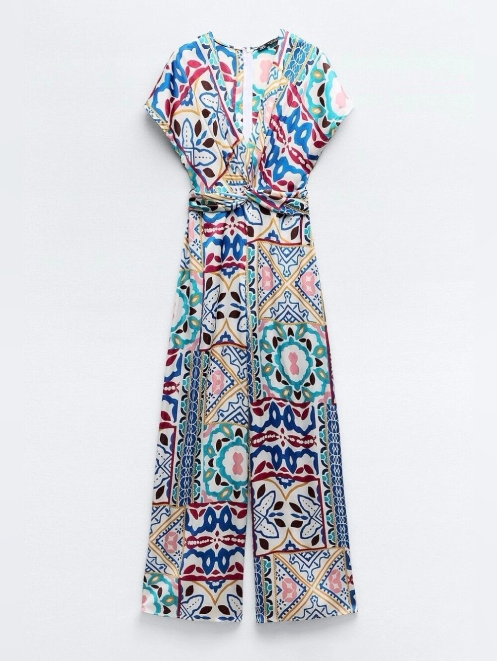 Zara Sz XS S M New SATIN EFFECT PRINT JUMPSUIT MULTICOLORED